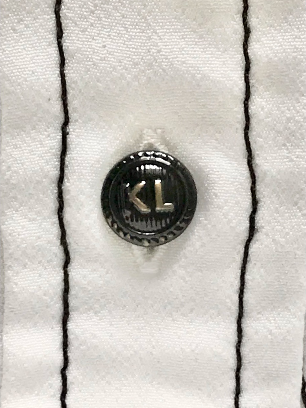 Karl Lagerfeld Paris White w/ Black Trim Blouse Button Up Shirt Size Large - Picture 4 of 9